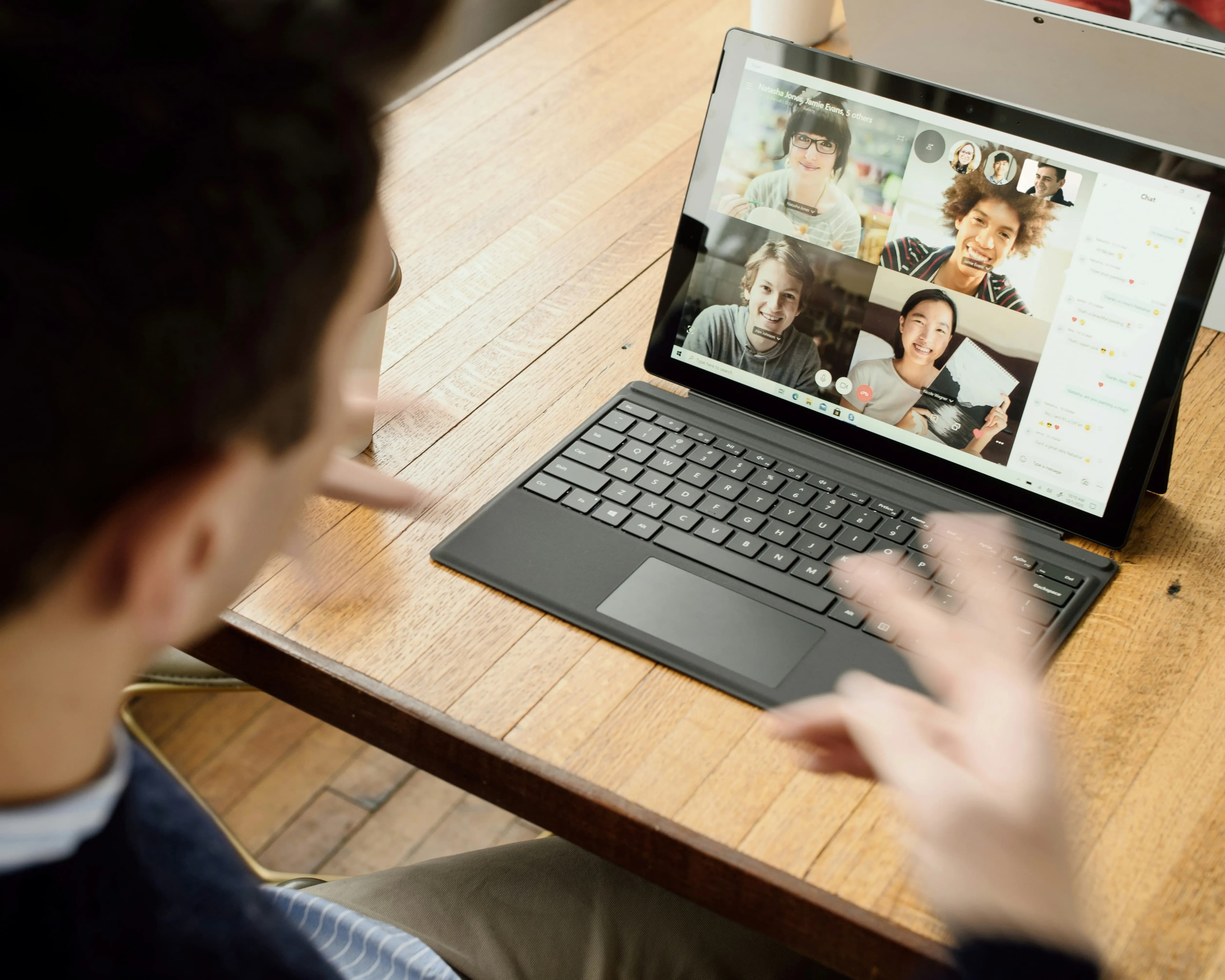 Team on a video call